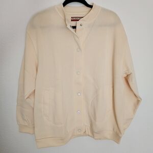 Tudor Court Womens Snap-Button Pockets Long Sleeve Jacket Size XL Butter Yellow